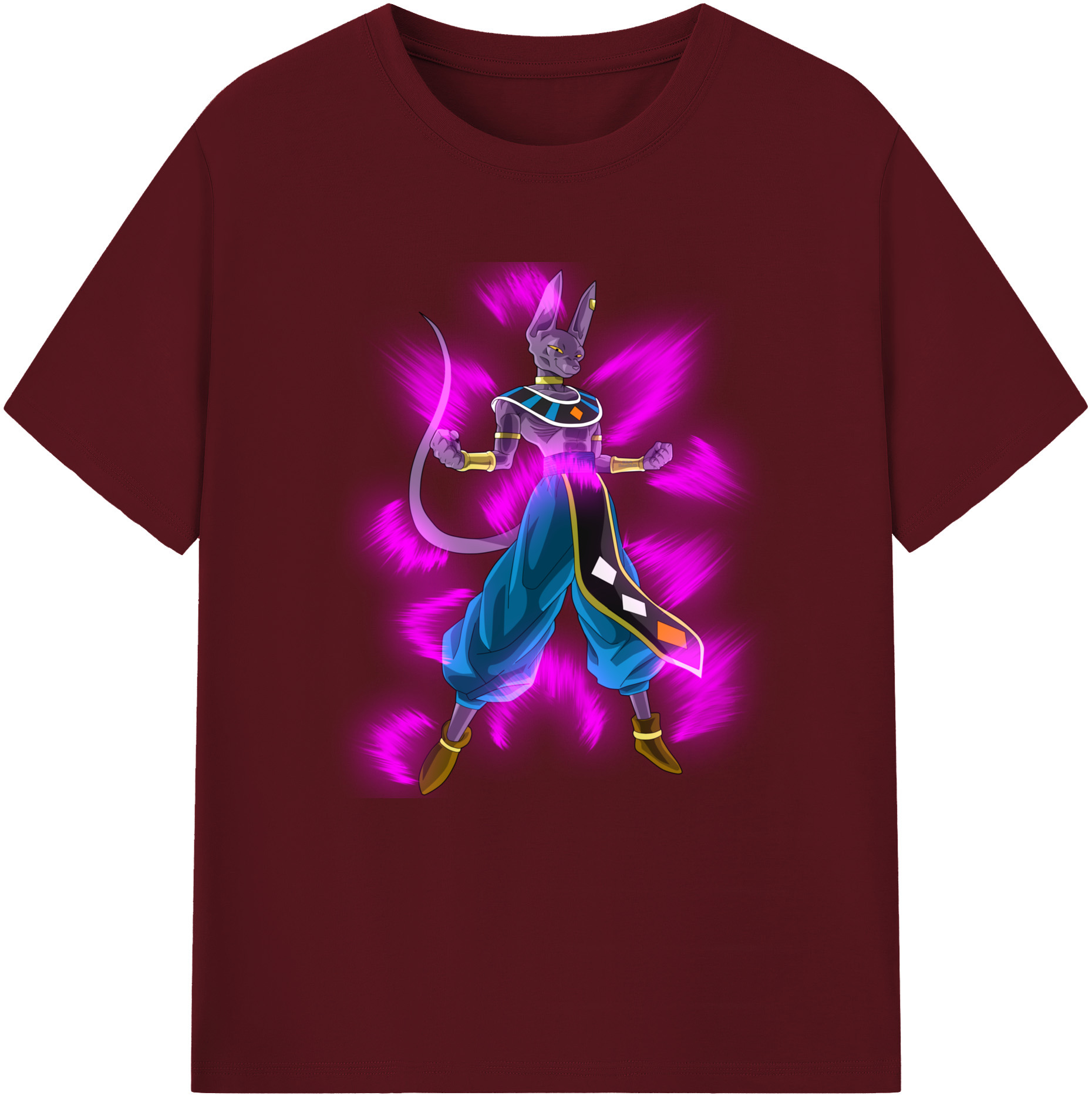（画像用） ドラゴンボール ビルス 破壊神ビルス DRAGON BALL Beerus Birusu 綿100％半袖Tシャツ（フロントプリント）